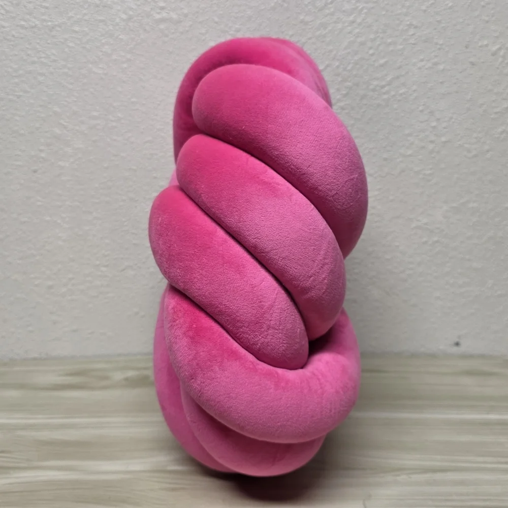 Decorative Tubular Knot Throw Pillow. Pink Bubble Gum, Barbie